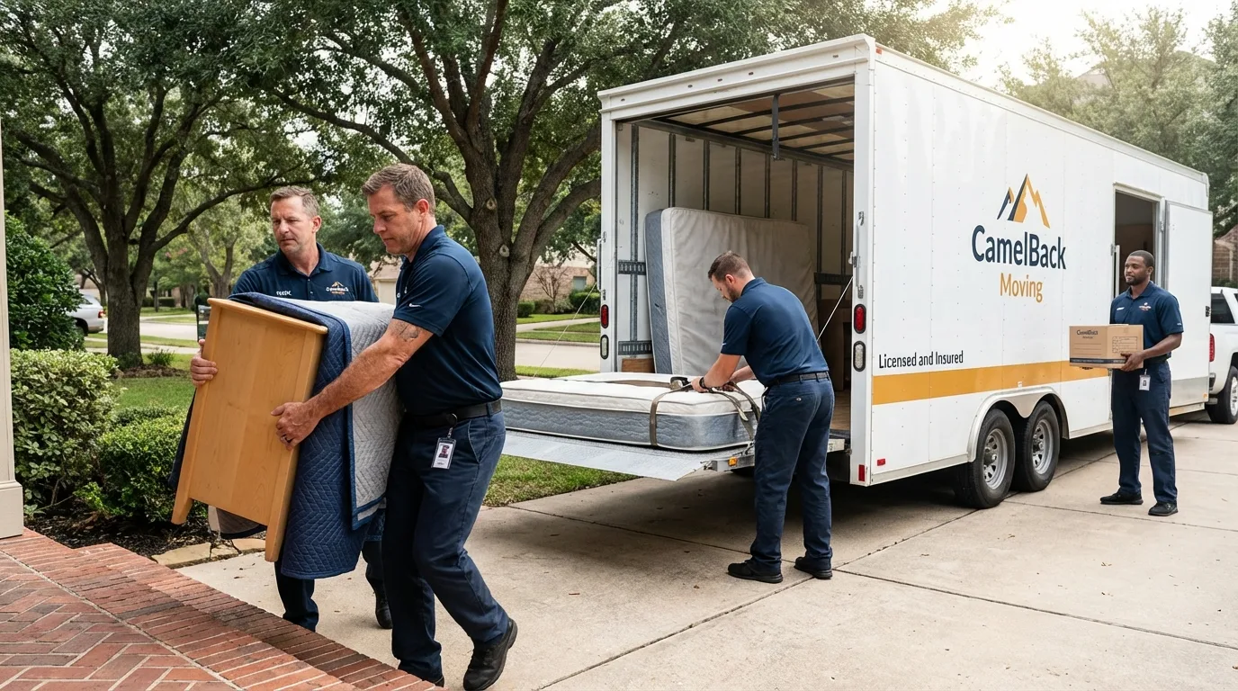 Crew loading residential truck for cross-state move from Atlantic, IA