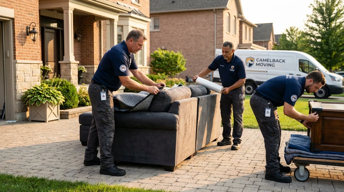 Large estate moving crew wrapping furniture in Atlantic, IA
